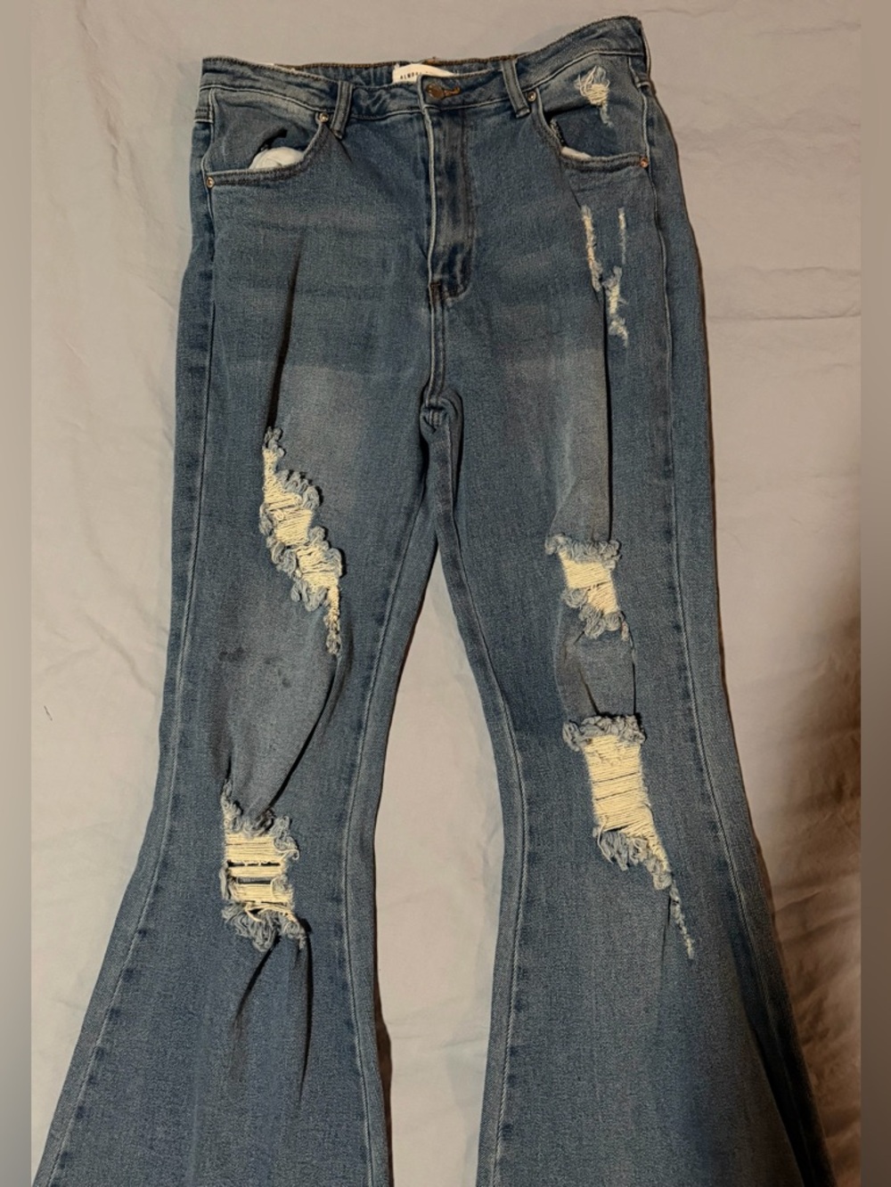 Almost Famous Distressed Flare Jeans - Size 11 - Picture 2 of 8